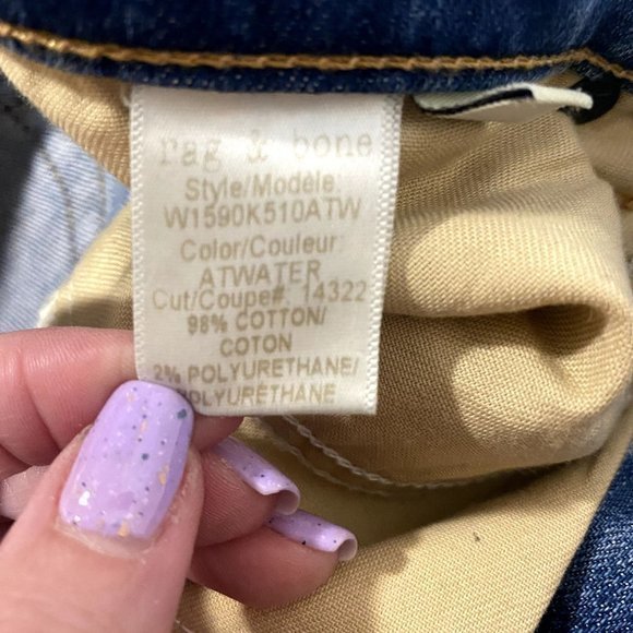 Rag & Bone Dre Distressed Ankle Slim Boyfriend Jeans in Atwater Size 26 - Picture 5 of 10